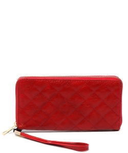 Fashion Quilted Zip Around Wallet Wristlet DL020Q RED